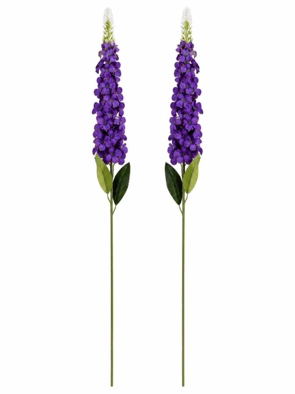 Purple Snapdragon Stems Set of 2 Artificial Larkspur Spike Flowers 26 Inch Faux